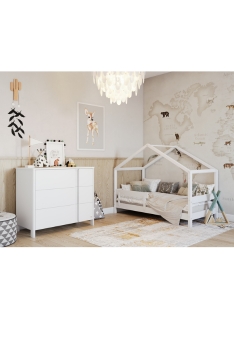 WHITE YappyHytte łóżko domek + YappyClassic Komoda