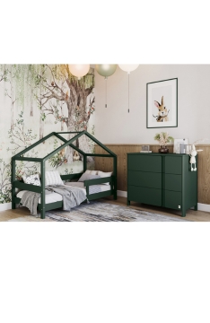 GREEN YappyHytte łóżko domek + YappyClassic Komoda