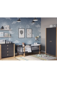 ANTHRACITE Łóżko YappyÉtude dla rosnących, Komoda + Szafa
