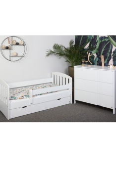 WHITE Łóżko YappyLux dla rosnących + YappyClassic Komoda