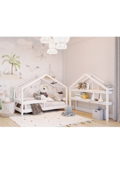 WHITE YappyHytte łóżko domek + Półka YappyHytte