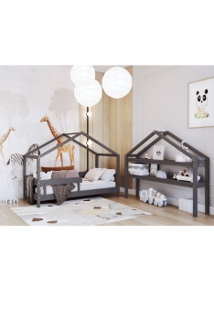ANTHRACITE YappyHytte łóżko domek + Półka YappyHytte